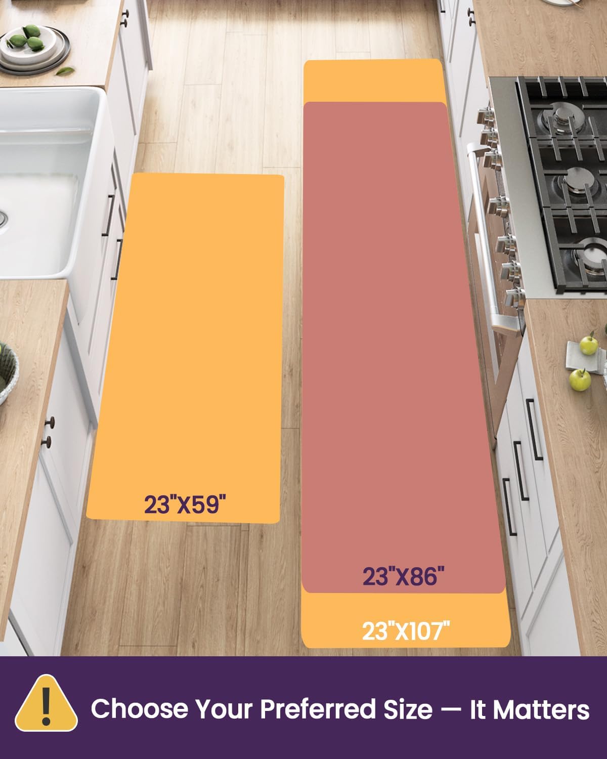 DEXI Kitchen Floor Mats Cushioned Anti Fatigue, 23x86 Long Wide Standing Comfort Runner Rug, Waterproof Retro Floral Memory Foam Padded for Front Sink Laundry, Grey Floral - Image 2
